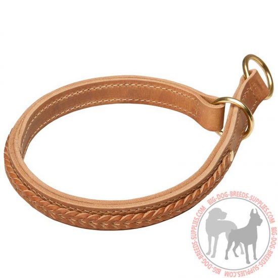 C45 - PRICE LEVEL 2 - Braided Leather Choke Dog Collar for Training and Behavior Correction