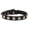 C112 - PRICE LEVEL 2 - Leather Dog Collar with Nickel Half-Ball Studs
