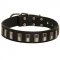 C90 - PRICE LEVEL 2 - Fashion Leather Dog Collar with Vertical Nickel Plates