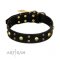 C171 - PRICE LEVEL 2 -FDT Artisan 'Heavy Metal' Leather Dog Collar with Skulls and Studs 1 1/2 inch (40 mm)