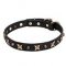 C127 - PRICE LEVEL 2 -'Four Cornered Stars' Leather Dog Collar with Old Bronze-plated Decoration