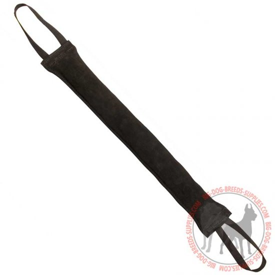 TE452 - PRICE LEVEL 2 - Long Leather Dog Bite Tug with 2 Handles