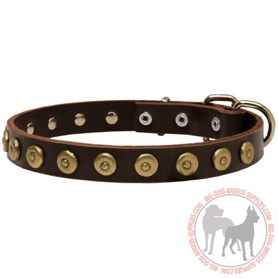 S28 - PRICE LEVEL 2 - Leather Dog Collar With Doted Circles