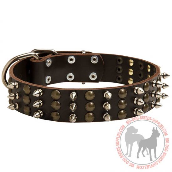 S59 - PRICE LEVEL 2 - Leather Dog Collar with Spikes and Studs