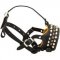 M62 - PRICE LEVEL 2 - Functional Leather Dog Muzzle With Pyramids And Studs