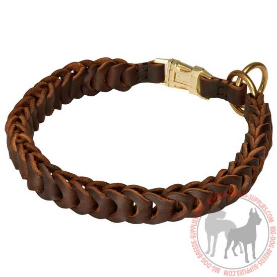 C6 - PRICE LEVEL 2 - Braided Leather Choke Dog Collar for Walking and Training