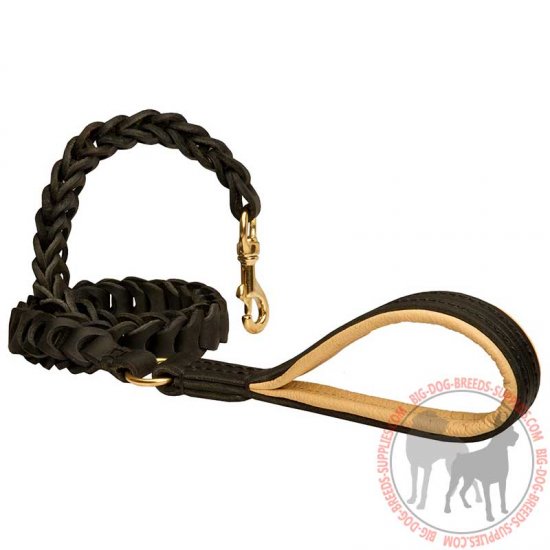 L6 - PRICE LEVEL 2 - Leather Dog Leash with Nappa Padded Handle