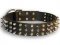 S58 - PRICE LEVEL 2 - Leather dog collar with spikes and brass pyramids