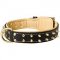 C447 - PRICE LEVEL 2 - Nappa Padded Leather Dog Collar with Brass Spikes for Walking