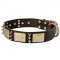 C84 - PRICE LEVEL 2 - Wide Leather Decorated Dog Collar with Vintage Plates and Spikes for Big Breeds