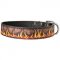 C79 - PRICE LEVEL 2 - Painted in Flames Leather Dog Collar for Walking and Training