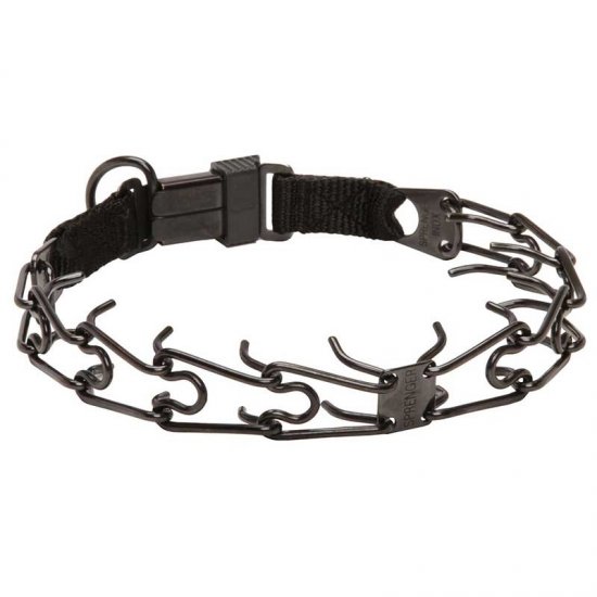 HS78 - PRICE LEVEL 1 - Black Stainless Steel Dog Pinch Collar with Click Lock Buckle