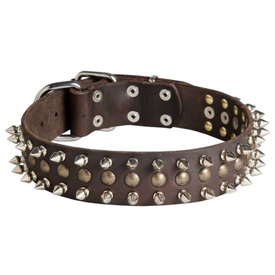 S60 - PRICE LEVEL 2 - Spiked and Studded Leather Dog Collar