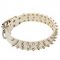 S44W - Price Level 2 - White Leather Dog Collar 3 Rows of Spikes
