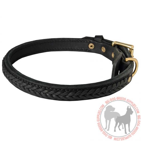 C47 - PRICE LEVEL 2 - Braided leather Dog Collar for Walking and Training