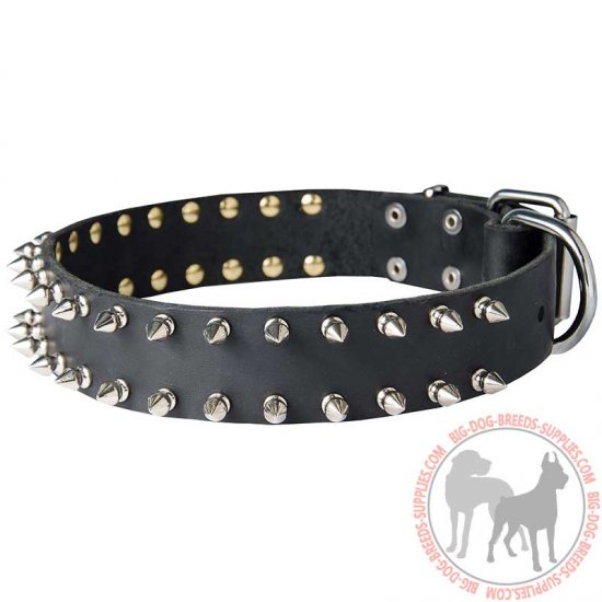 S33 - PRICE LEVEL 2 - Leather Spiked Dog Collar