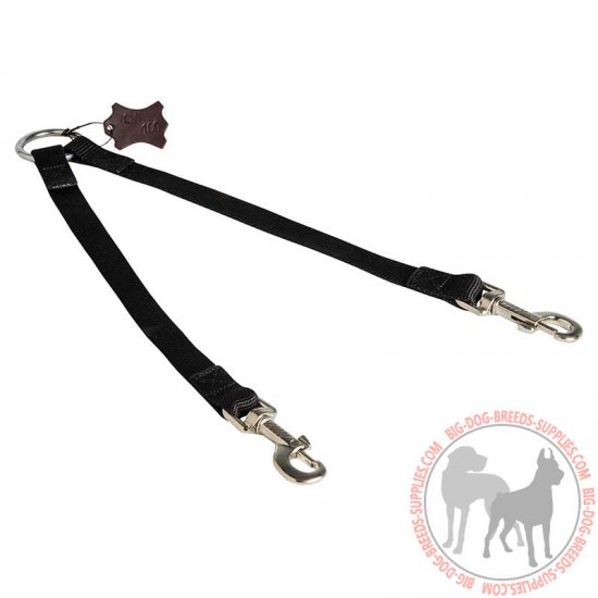 LN100 - PRICE LEVEL 2 - Solid Nylon Stitched Coupler for Walking 2 Dogs