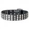 S45 - PRICE LEVEL 2 - Leather Collar with 3 Rows of Nickel Pyramids