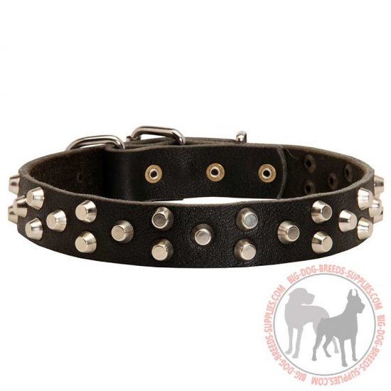 C37 - PRICE LEVEL 2 - Designer Pyramid Studded Leather Canine Collar