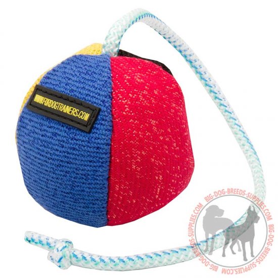 TE28 - PRICE LEVEL 2 - French Linen Colored Bite Dog Toy - 3 1/2 inch (9 cm) in diameter