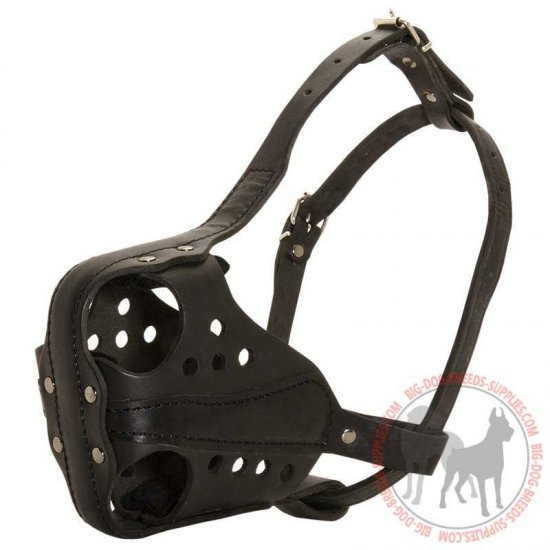 M56 - PRICE LEVEL 2 - Extra Strong Leather Dog Muzzle for Attack Training