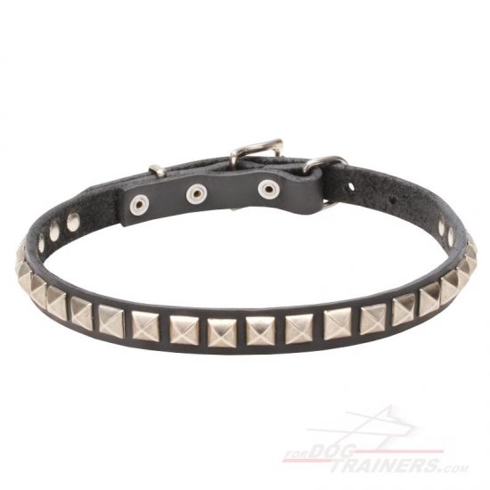 C65 - PRICE LEVEL 2 - 'King Studs' Leather Canine Collar with Chrome Plated Adornments