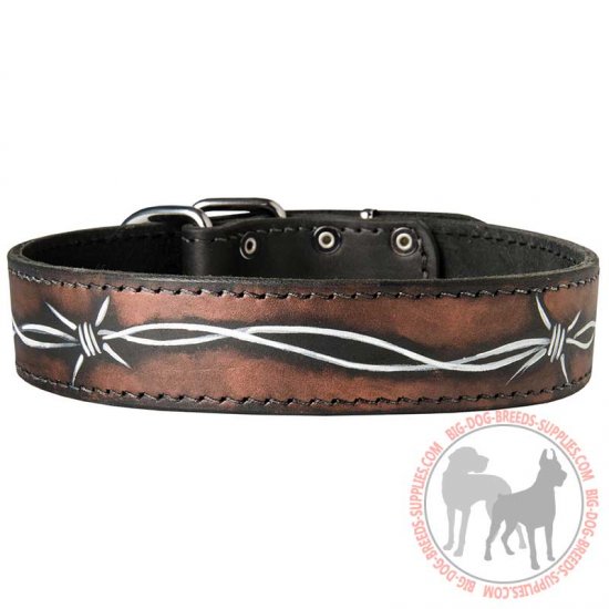 C78 - PRICE LEVEL 2 - Handpainted Leather Dog Collar for Walking and Training