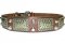 C85PB - PRICE LEVEL 2 - LEATHER DOG COLLAR with Studs and Vintage Plates