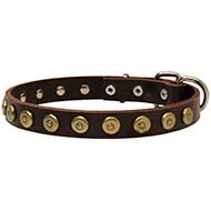 S28 - PRICE LEVEL 2 - Leather Dog Collar With Doted Circles