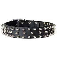 S44 - PRICE LEVEL 2 - Leather Collar with 3 Rows of Spikes