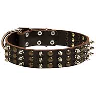 S59 - PRICE LEVEL 2 - Leather Dog Collar with Spikes and Studs