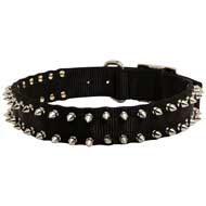 S33N - PRICE LEVEL 2 - Nylon Nickel Spiked Dog Collar