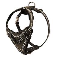 H1BW - PRICE LEVEL 2 - Hand painted Leather Dog Harness for Attack / Agitation Training