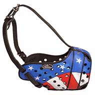 M77AP - PRICE LEVEL 2 - Adjustable Handpainted Leather Dog Muzzle for Agitation Training