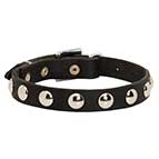 C112 - PRICE LEVEL 2 - Leather Dog Collar with Nickel Half-Ball Studs