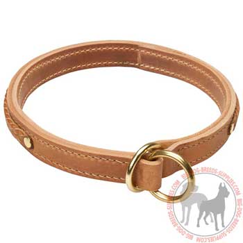 Braided Leather Choke Collar for Large Dogs