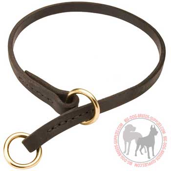 Silent in action 

leather choke collar