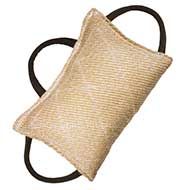 TE7 - PRICE LEVEL 2 - Fashion Jute Bite Pillow - 3 handle bite tug for young dogs