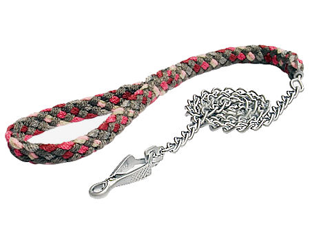 4 ft Braided nylon dog leash with chain for Mastiff show