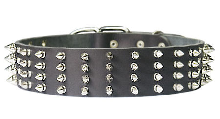S88 - PRICE LEVEL 2 - 2 inch wide Leather Spiked Dog Collar