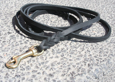 L310 - PRICE LEVEL 2 - Leather Leash with Braided Ends 3/8" wide Mastiff