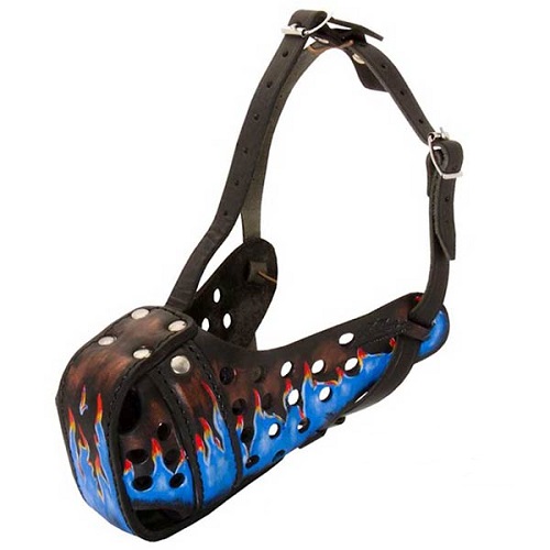 M77BF - PRICE LEVEL 2 - Trendy Painted & Easy Adjustable Dog Muzzle for Attack Work