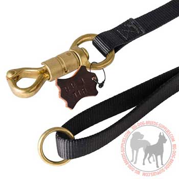 Dog nylon leash floating solid brass ring on the handle