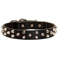 C37 - PRICE LEVEL 2 - Designer Pyramid Studded Leather Canine Collar