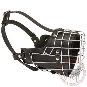 Dog leather muzzle easy drinking and narking