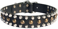 S56 - PRICE LEVEL 2 - Leather Dog Collar with Pyramids and Studs